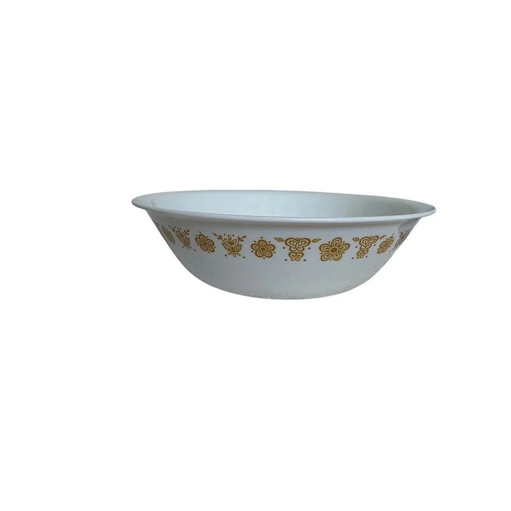Corelle Butterfly Gold Serving Bowl 8.5 Inch Vintage Corning Livingware White